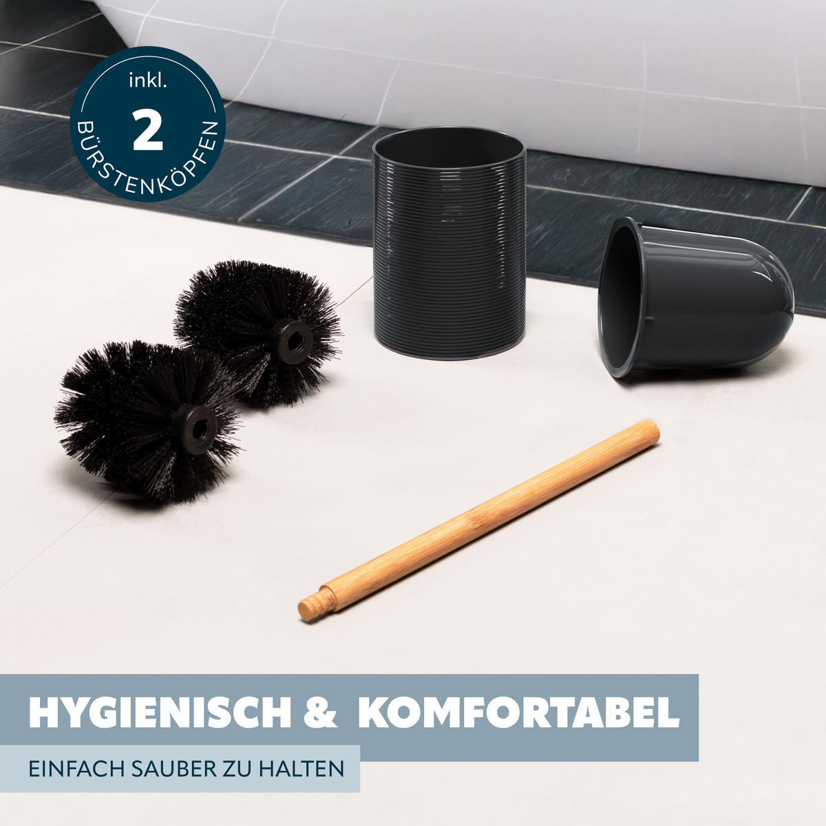 WC-BÜRSTE SEGNO, schwarz - Schwarz, Kunststoff (10.4/39/10.4cm) - bremermann