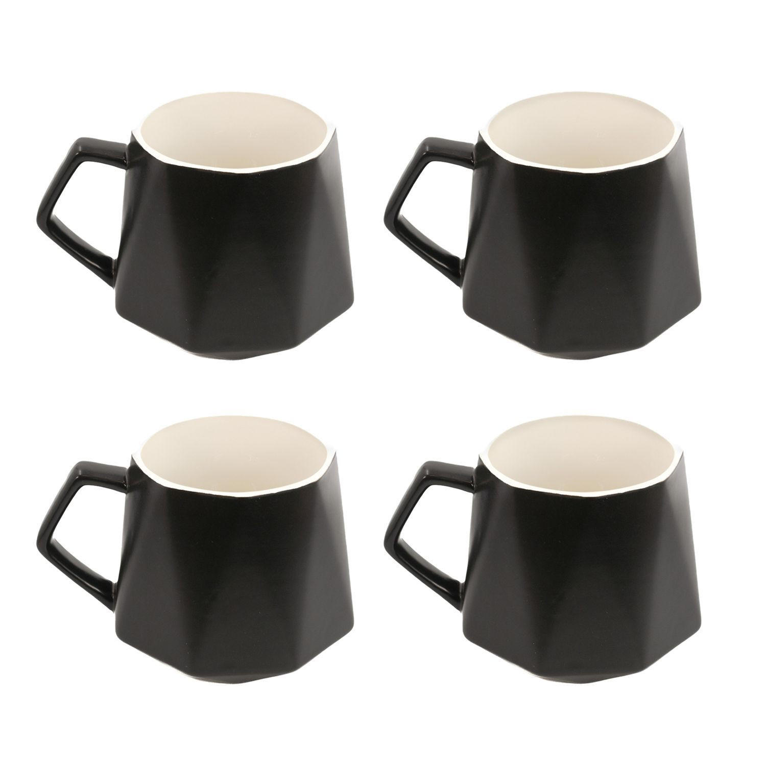 TEETASSE in Feinschliff Optik 350 ml (4-tlg.) - Schwarz, Keramik (0.35L) - Intirilife