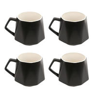 TEETASSE in Feinschliff Optik 350 ml (4-tlg.) - Schwarz, Keramik (0.35L) - Intirilife