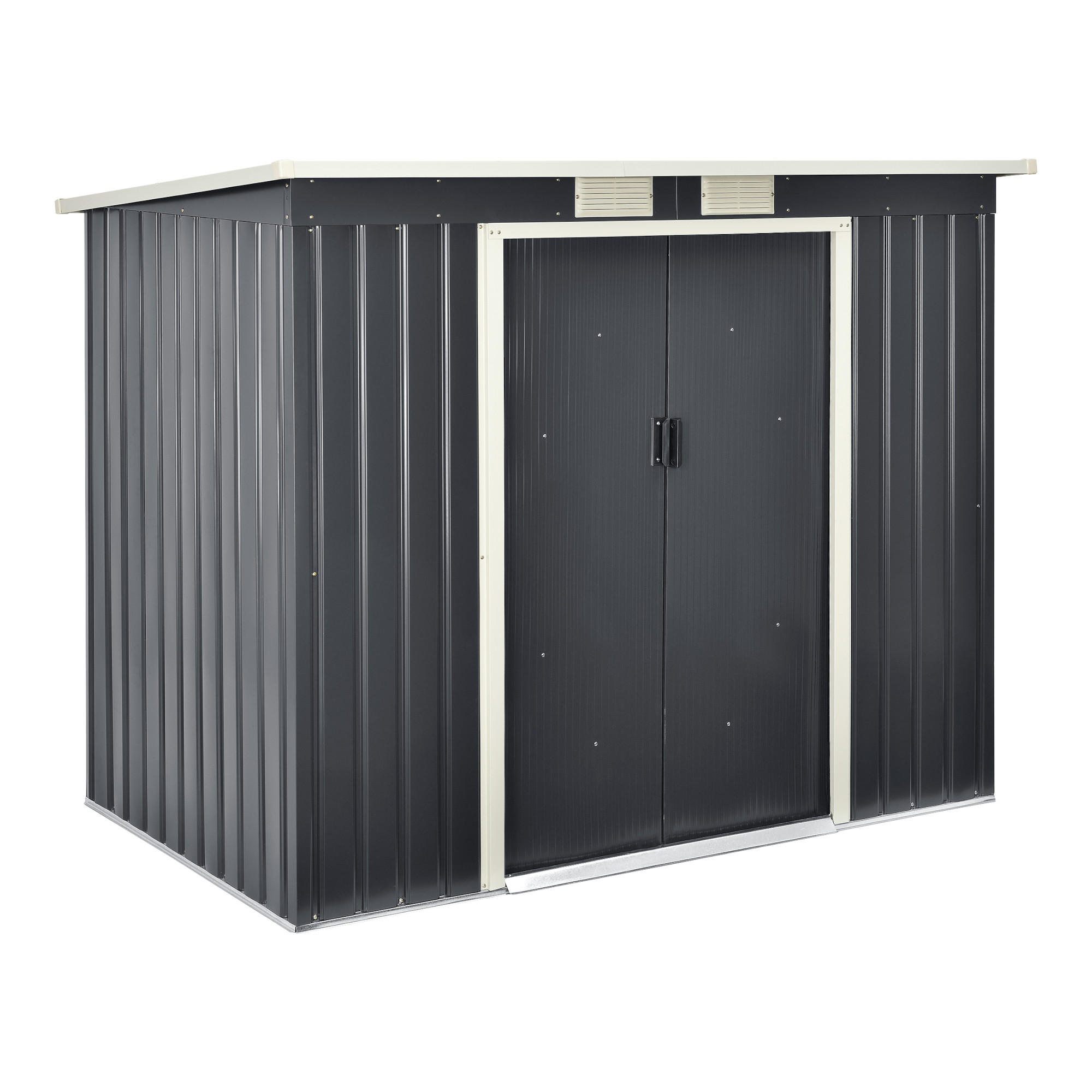 GARTENSCHUPPEN - Dunkelgrau, Metall (213/173/130cm) - [en.casa]