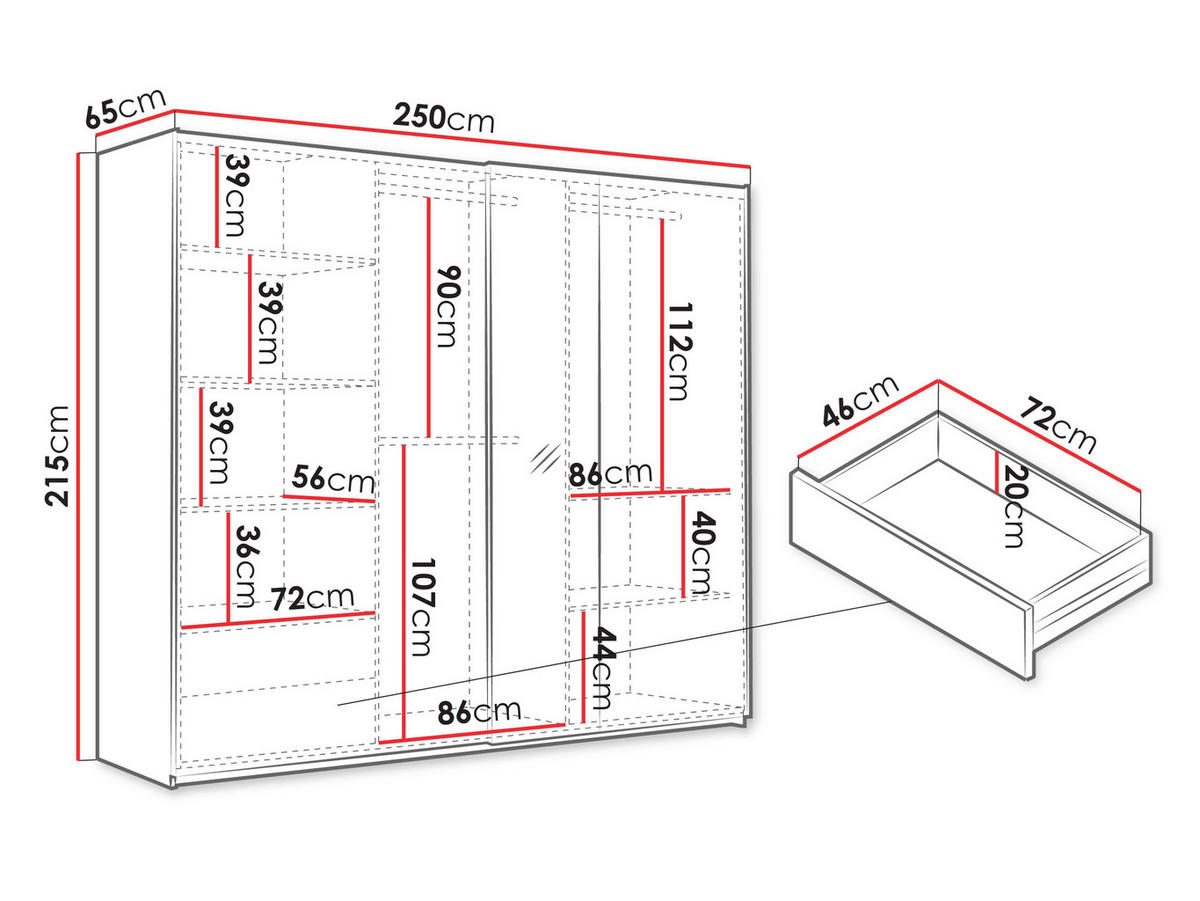 SCHIEBETÜRENSCHRANK Sinatra 250 - Schwarz/Eiche Artisan, Holzwerkstoff/Metall (250/215/65cm) - MIRJAN24