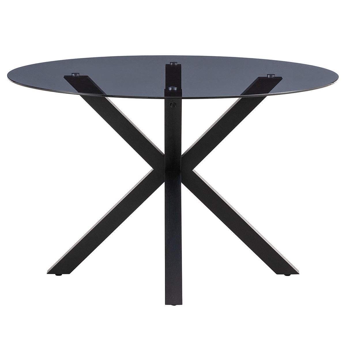 ESSTISCH rund - Glas / Eiche massiv - Eichefarben/Schwarz, Glas/Holz (119/119/76cm) - home24