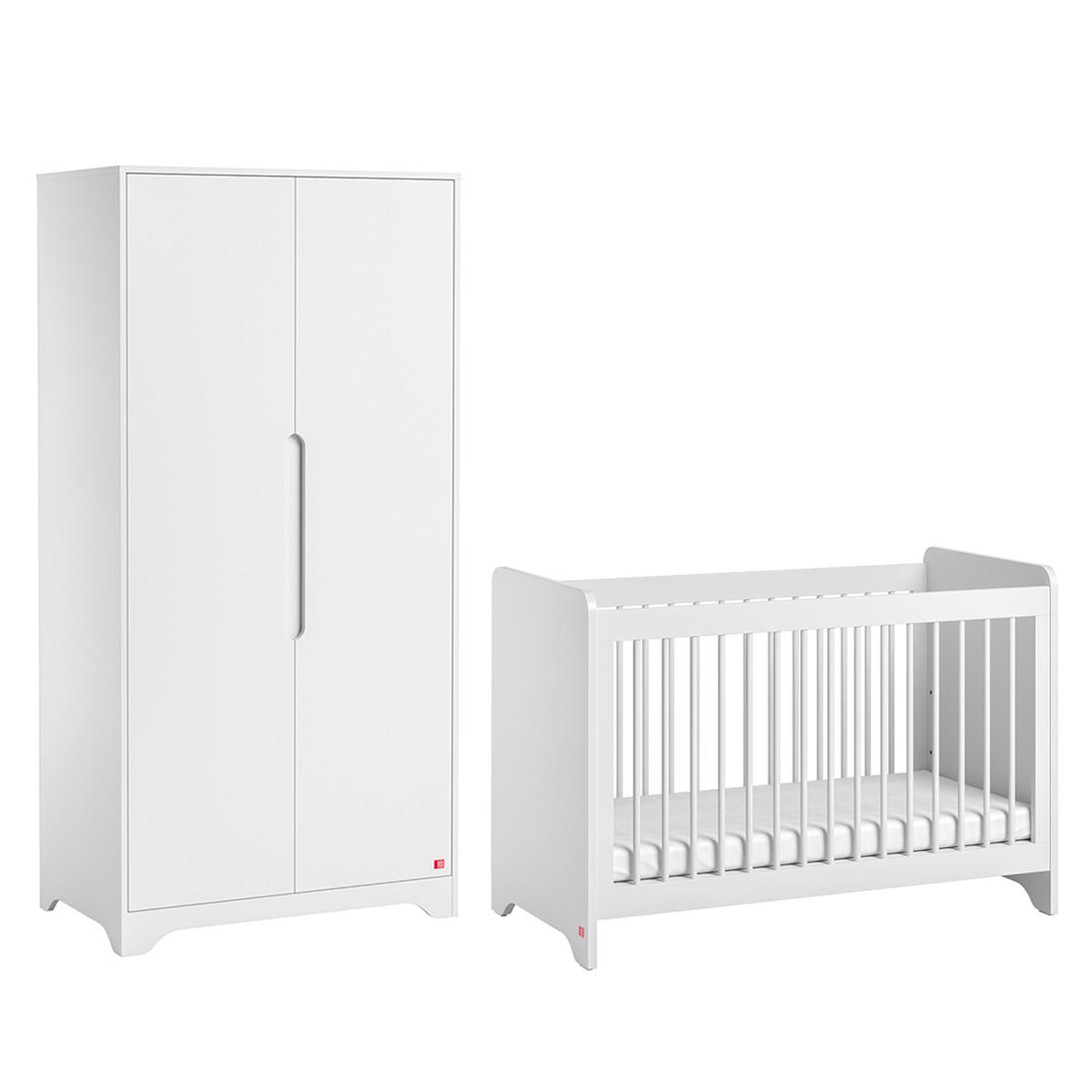 POKOJ PRO MIMINKO 2DÍLNÝ Ova Bílá - bílá, kompozitní dřevo (124.5/86/65cm) - Petits-meubles