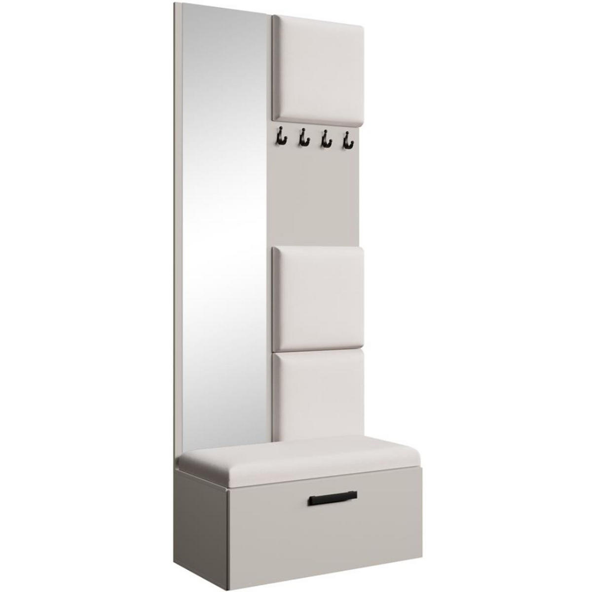 GARDEROBE Margaret III 81/203/43 mit gepolsterten Paneelen - Kaschmir/Schwarz, Holzwerkstoff/Kunststoff (81/203/43cm) - Beautysofa