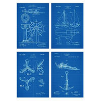 POSTER Set mit 4 Blau StiefelPatent A4 Rahmenlos - Klar, Papier (29.7/3cm) - Nacnic
