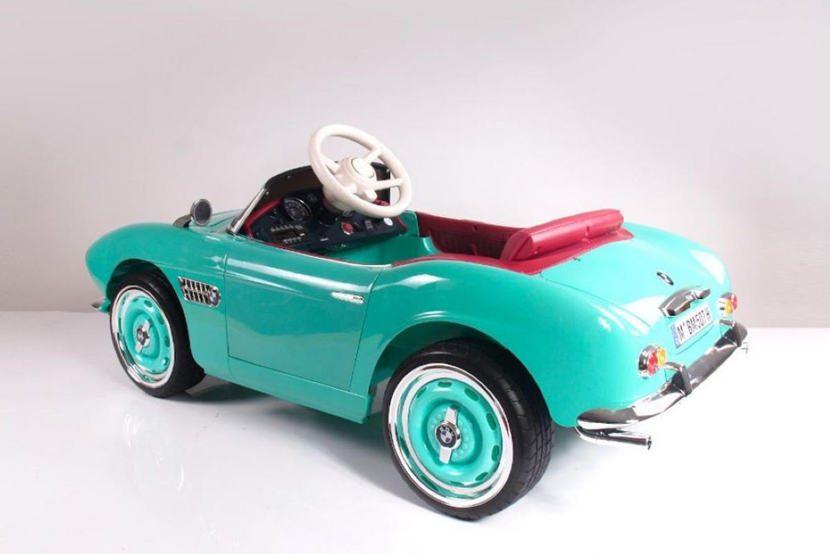 KINDER ELEKTROAUTO BMW 507 Oldtimer grün Trolley-Funktion, Fernbedienung, lizenziert, Kunstledersitz, EVA-Räder - Grün, Kunststoff (115/55/50cm) - Es-Toys