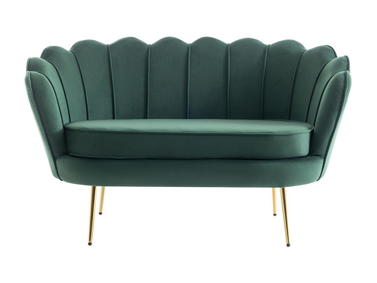 COUCHGARNITUR Muschel 2+1 - Samt - Tannengrün - DANDELION - Grün, Textil (124/78/75cm) - Pascal Morabito