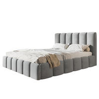 BETT 90x200 - Polsterbett mit Bettkasten und Holzrahmen - Modern Betten - Weicher Jasminstoff - Kollektion Lucy - Grau - Grau, Holz/Textil (90/200cm) - Alpi-Möbel