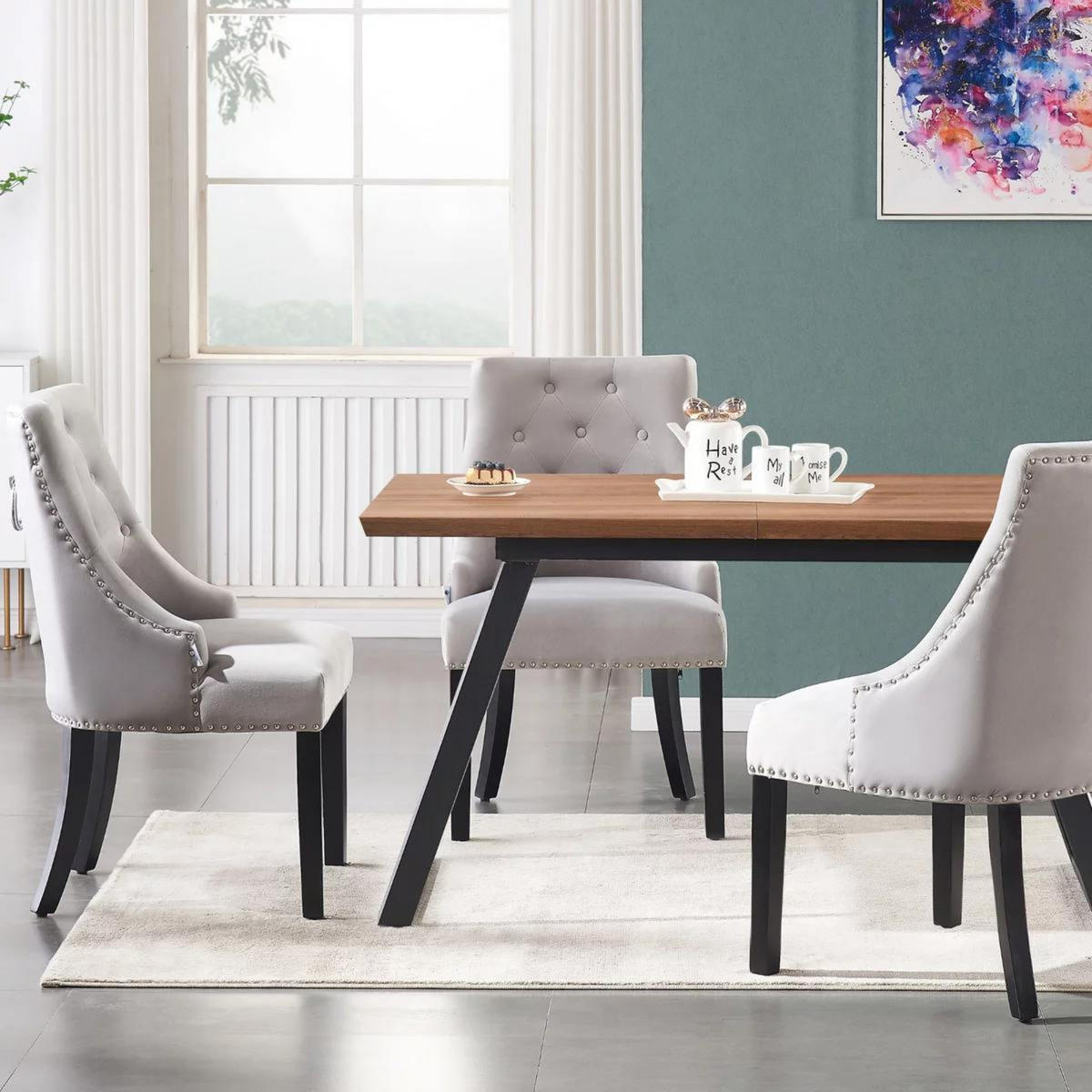 STUHL Samt, hellgrau - Hellgrau, Holz (56/94/45cm) - Life Interiors