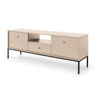 TV Schrank 154 cm Monti, 2 Türen, Schublade, Beige + Schwarz - Beige/Schwarz, Holz/Metall (154/56/39cm) - Emporius