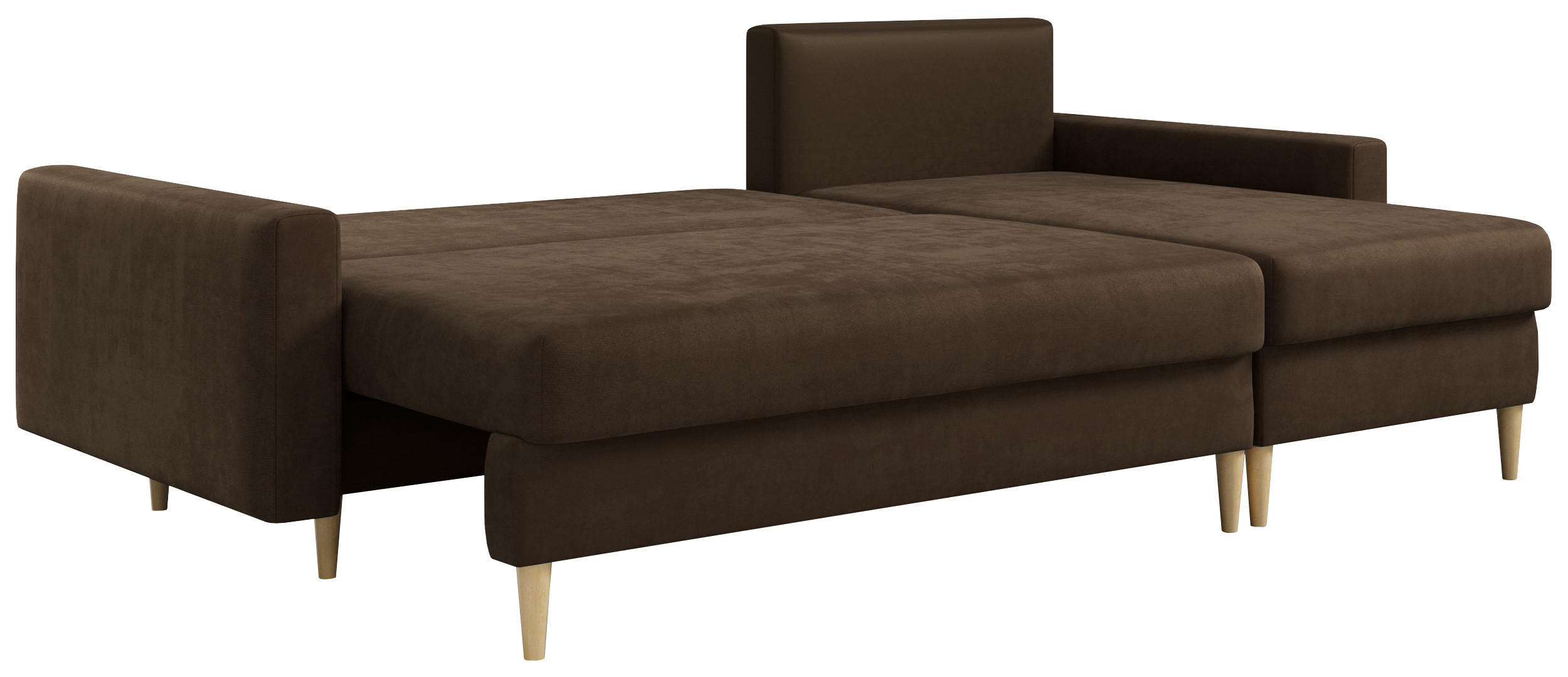 ECKSOFA Lang Velvet Braun - Braun, Holz/Textil (220/140cm) - MKS