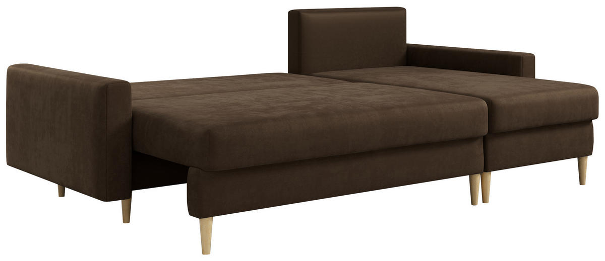 ECKSOFA Lang Velvet Braun - Braun, Holz/Textil (220/140cm) - MKS