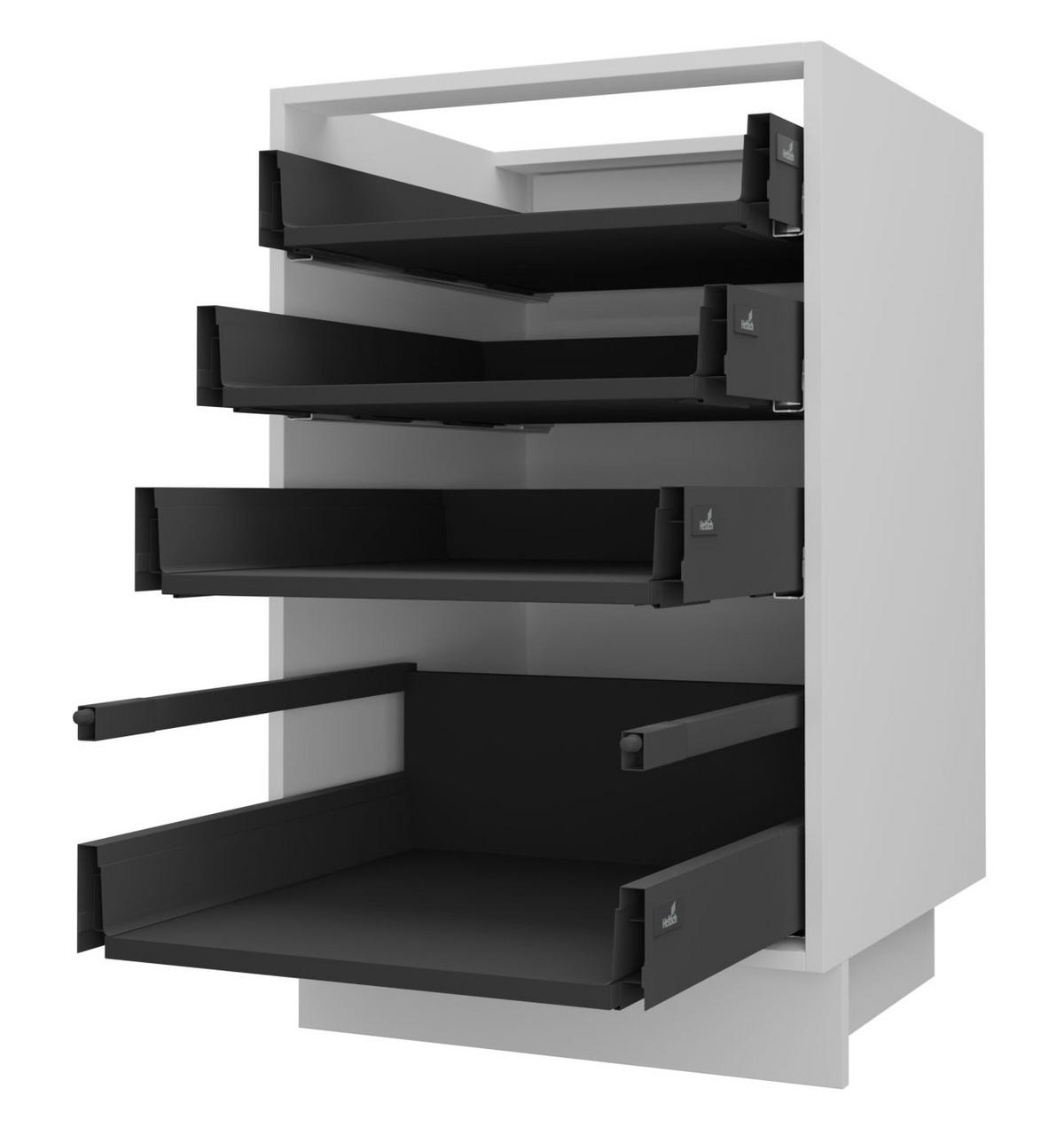 SCHUBLADENUNTERSCHRANK Brerra D4A/40 Korpus weiß / Front RAL 1019 graubeige Matt 40 / 50 / 82 cm - Graubraun/Weiß, Holz/Holzwerkstoff (40/82/50cm) - Feldmann-Wohnen