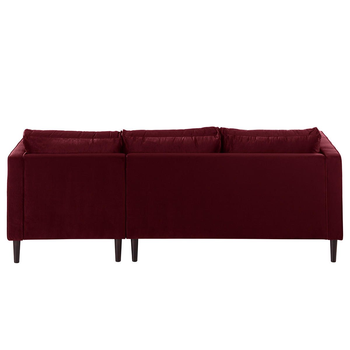 ECKSOFA - Samt - Dunkelbraun/Weinrot, Birkenholz/Textil (201/155cm) - home24
