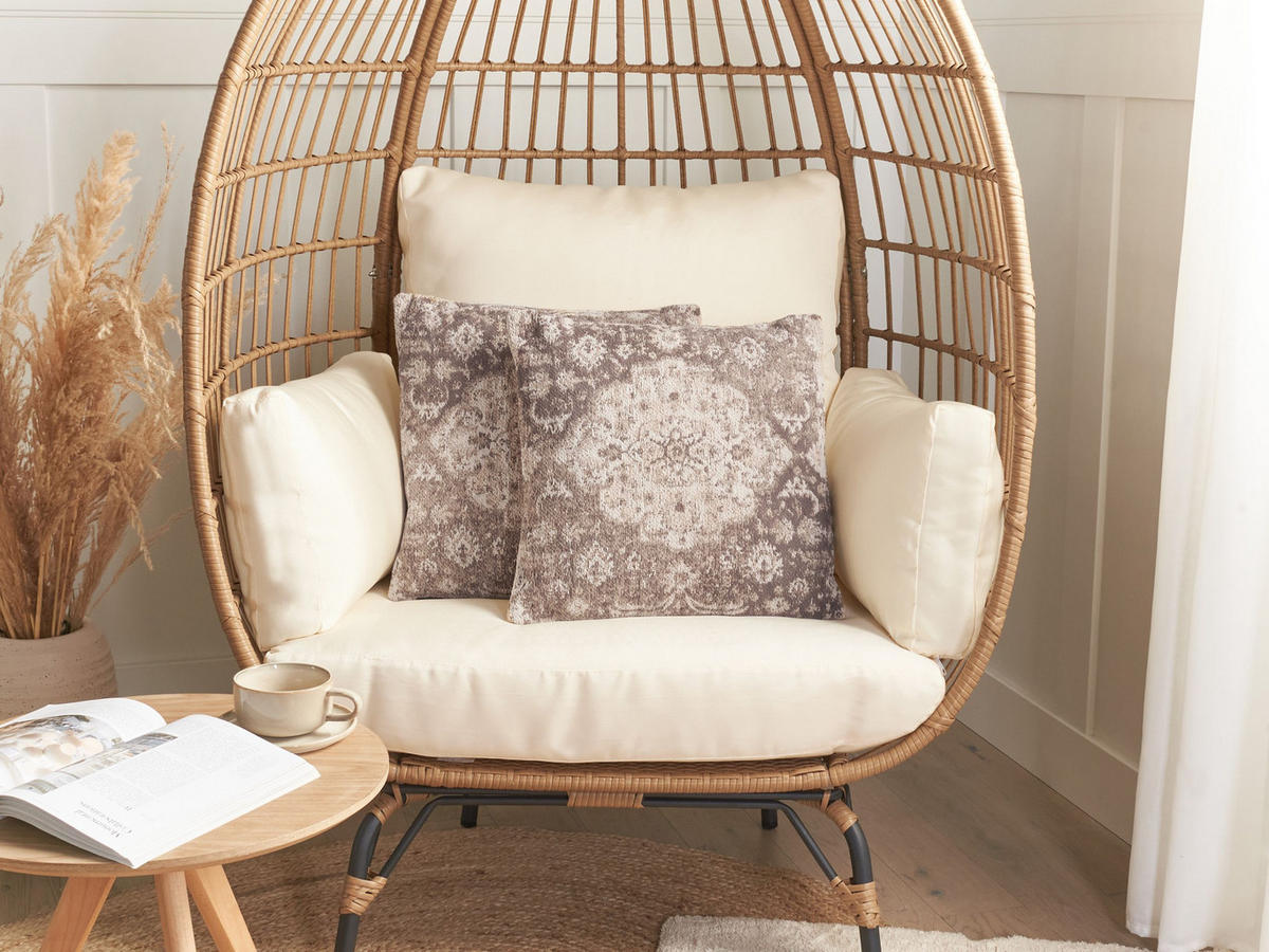 DEKOKISSEN 2er-Set Hellbraun 45/45 cm Mimisal - Hellbraun, Naturmaterialen/Textil (45/45cm) - Beliani