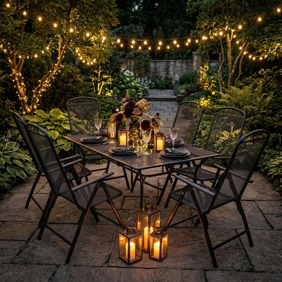 GARTENESSGRUPPE Glasgow - GartenGARTEN-GARNITUR für 6 Personen - Gartenmöbel Set 7-teilig - Streckmetall anthrazit - Grau, Metall - TPFGarden