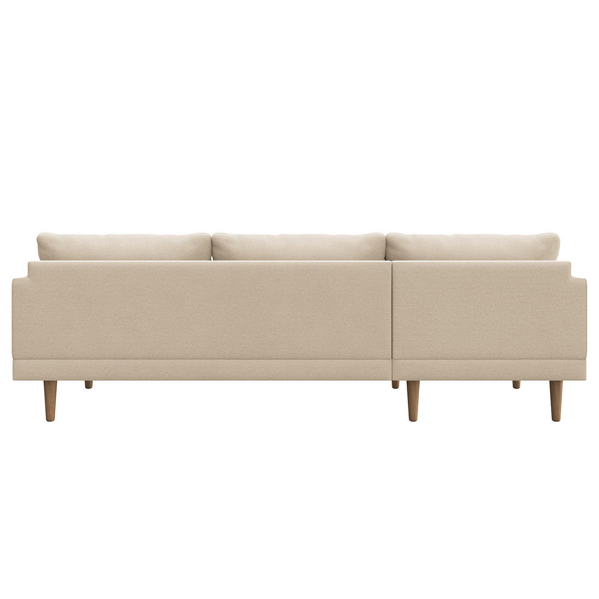 ECKSOFA mit Longchair - Webstoff - Beige/Buchefarben, Holz/Buchenholz (242/150cm) - home24