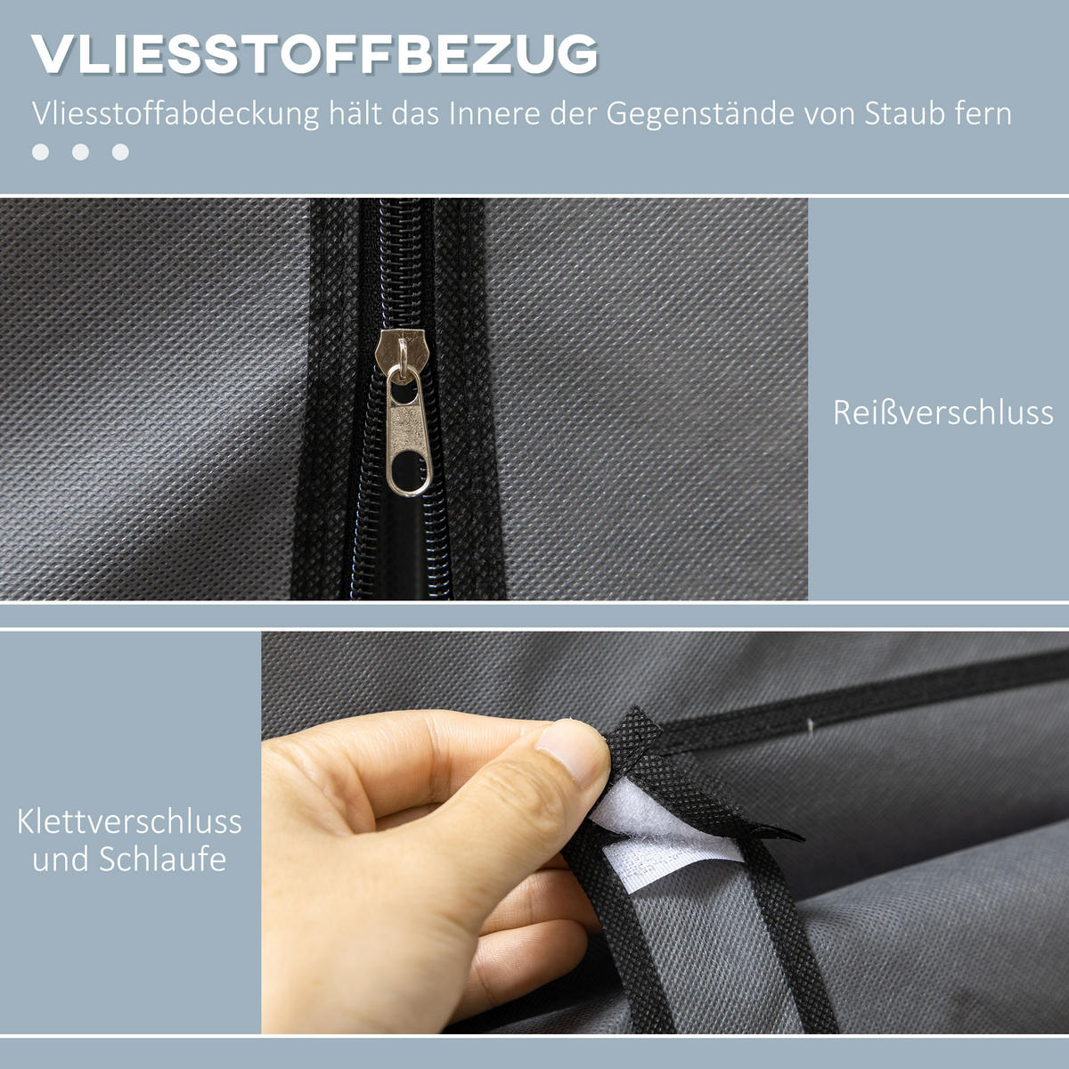 STOFFSCHRANK, Kleiderschrank, Dunkelgrau - Dunkelgrau, Kunststoff/Metall (43/162.5/125cm) - HOMCOM