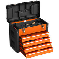 WERKZEUGKISTE leer, 49,7 x 25,3 x 40,7 cm Werkzeugkasten aus Stahl, Orange - Orange, Metall (49.7/40.7/25.3cm) - HOMCOM