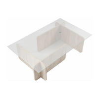 COUCHTISCH - Sicherheitsglas - Travertin-Optik - Beige & Transparent - AZRA - Transparent/Creme, Holz (105/65/30cm) - Vente-Unique