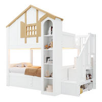 ETAGENBETT Massivholz LED Stauraumtreppe 90x200 Hausbett Weiß - Weiß, Holz - FLIEKS