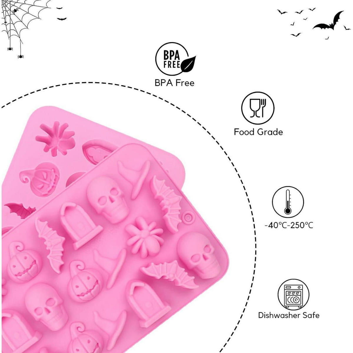 BACKFORM Silikon Halloween 2-teiliges Set - Rosa, Kunststoff