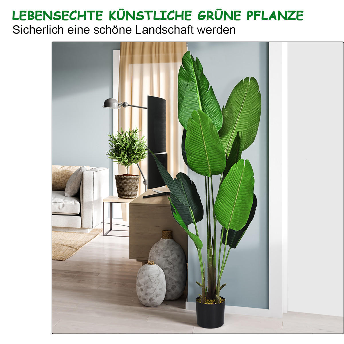 KUNSTPFLANZE Grün - Grün, Kunststoff (160cm) - COSTWAY
