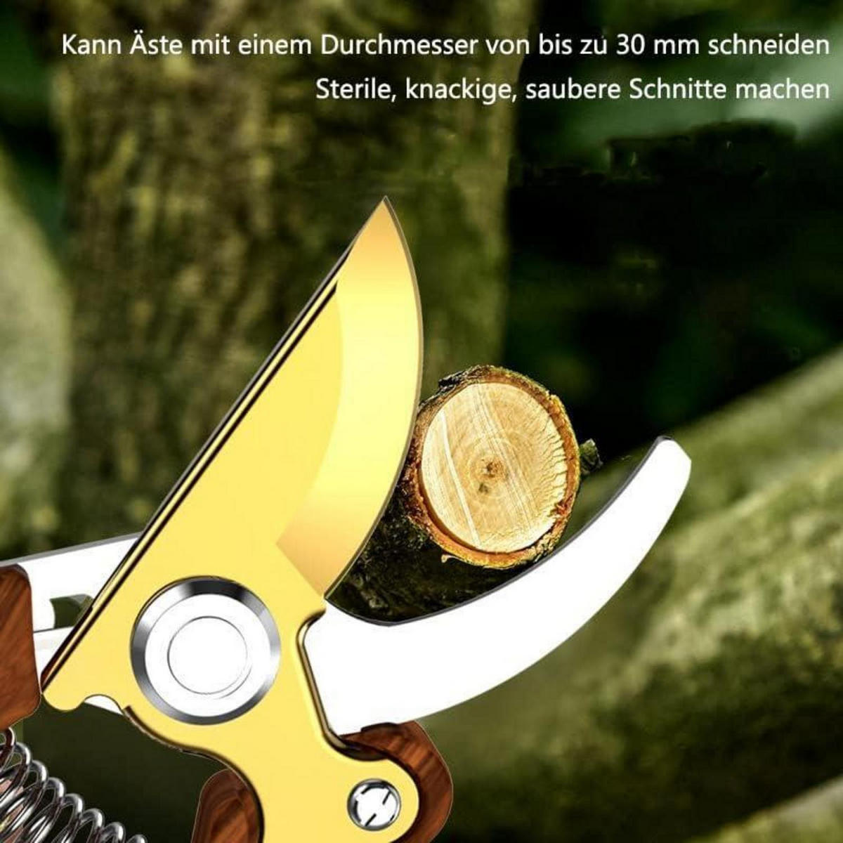 GARTENSCHERE aus japanischem SK4-Stahl mit Holzmaserung - Braun, Metall (6/2.4/21.8cm)