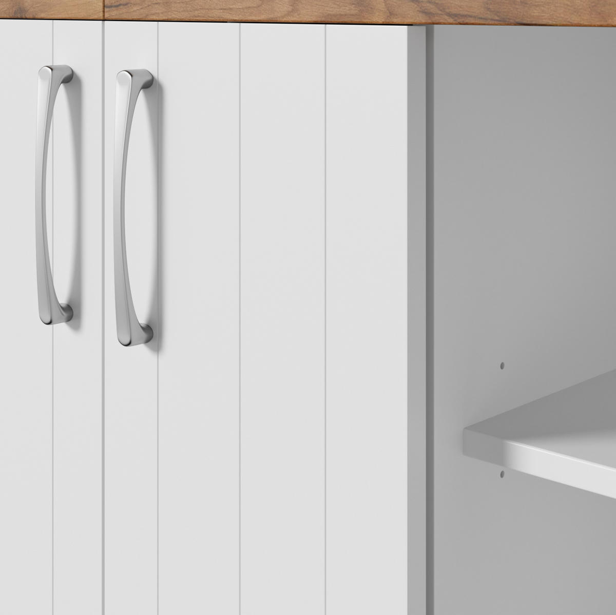 BUFFET 106/176,5/39 cm Weiß/Natur aus Spanplatte mit Vitrinenfächern - Naturfarben, Holzwerkstoff (39/176.5/106cm) - OKMYHOME