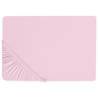 SPANNBETTLAKEN 160/200 cm Baumwolle Pastellrosa Janbu - Pink, Textil (160/200cm) - Beliani