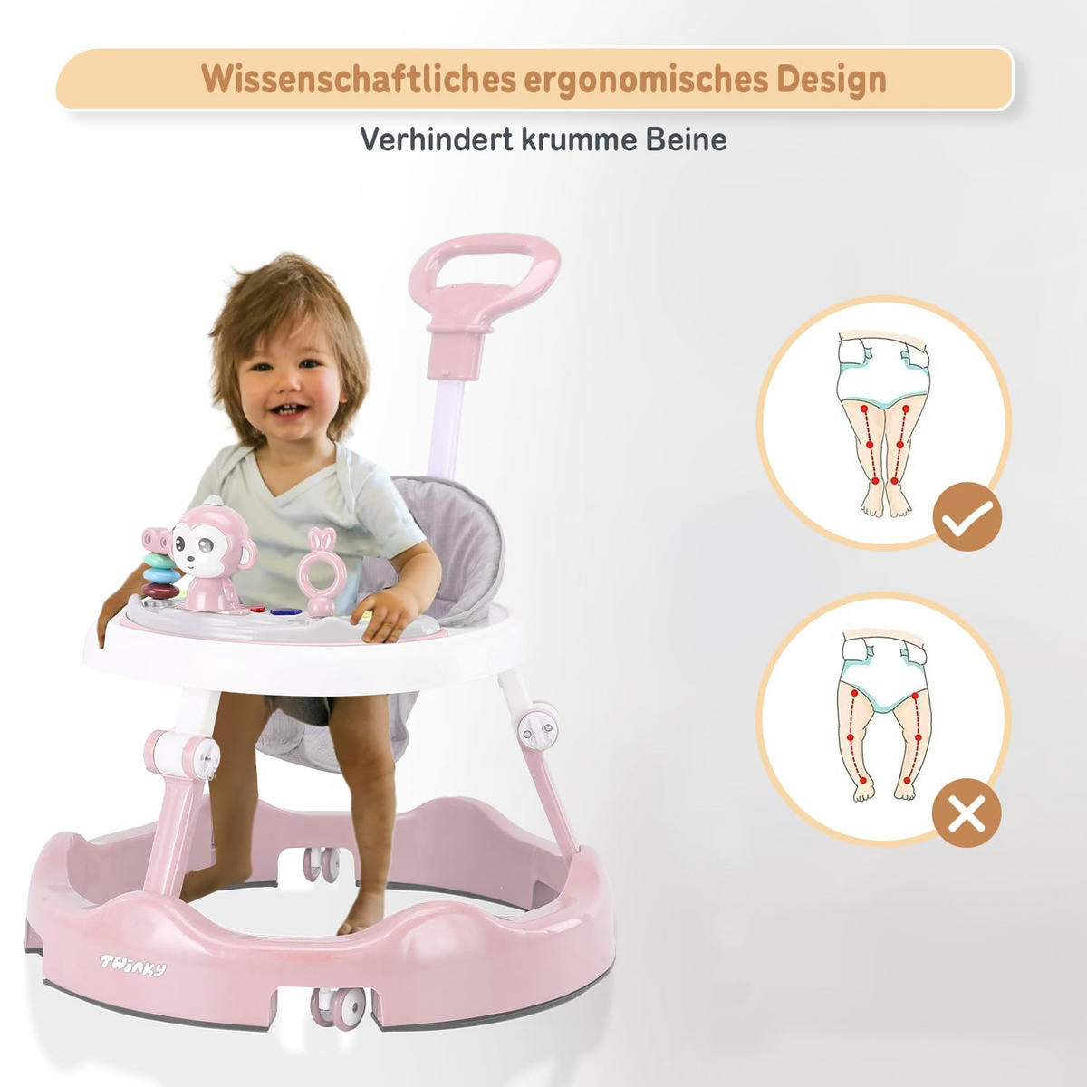 LAUFLERNWAGEN mit Spielset & Bodenmatte Rosa - Pink, Kunststoff (70/70cm) - Twinky
