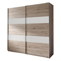 KLEIDERSCHRANK Chess in Eiche San Remo und Weiß - Schwebetürenschrank 135 cm Breite - Braun, Holzwerkstoff (135/198cm)