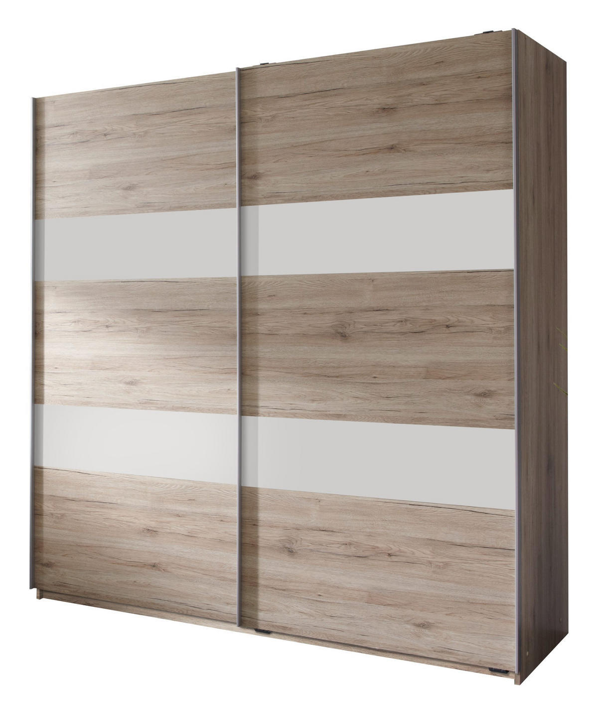 KLEIDERSCHRANK Chess in Eiche San Remo und Weiß - Schwebetürenschrank 135 cm Breite - Braun, Holzwerkstoff (135/198cm)