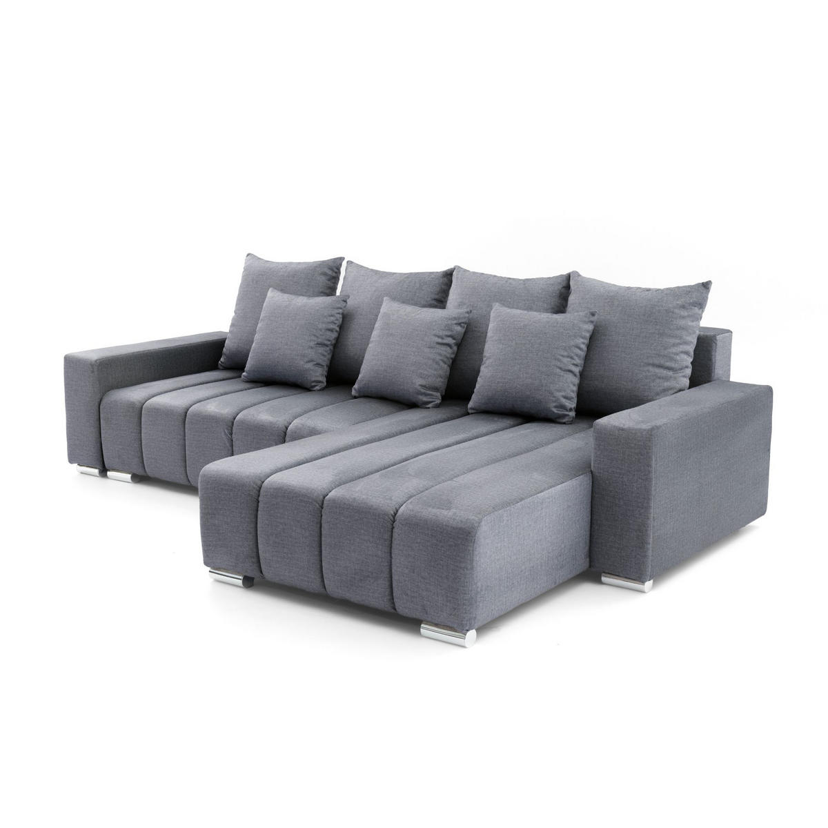 ECKSOFA Piano L Rechts mit Schlaffunktion 137x234 Velours Dunkelgrau - Dunkelgrau/Silberfarben, Holz/Textil (178/278cm) - Muffo