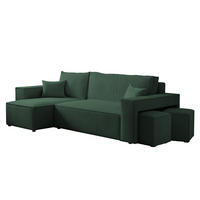 ECKSOFA Adara Inkl. Hocker - Grün, Holzwerkstoff/Textil (262/145cm) - Fun Möbel