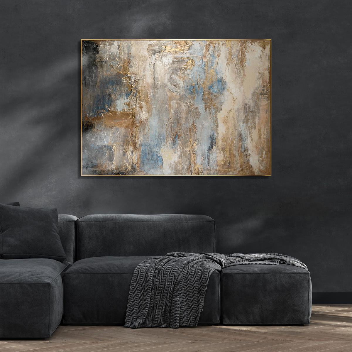 GEMÄLDE Glanz und Eleganz II Schattenfugenrahmen Gold 120x80 cm - Goldfarben, Holz (120/80cm) - YS-art gallery