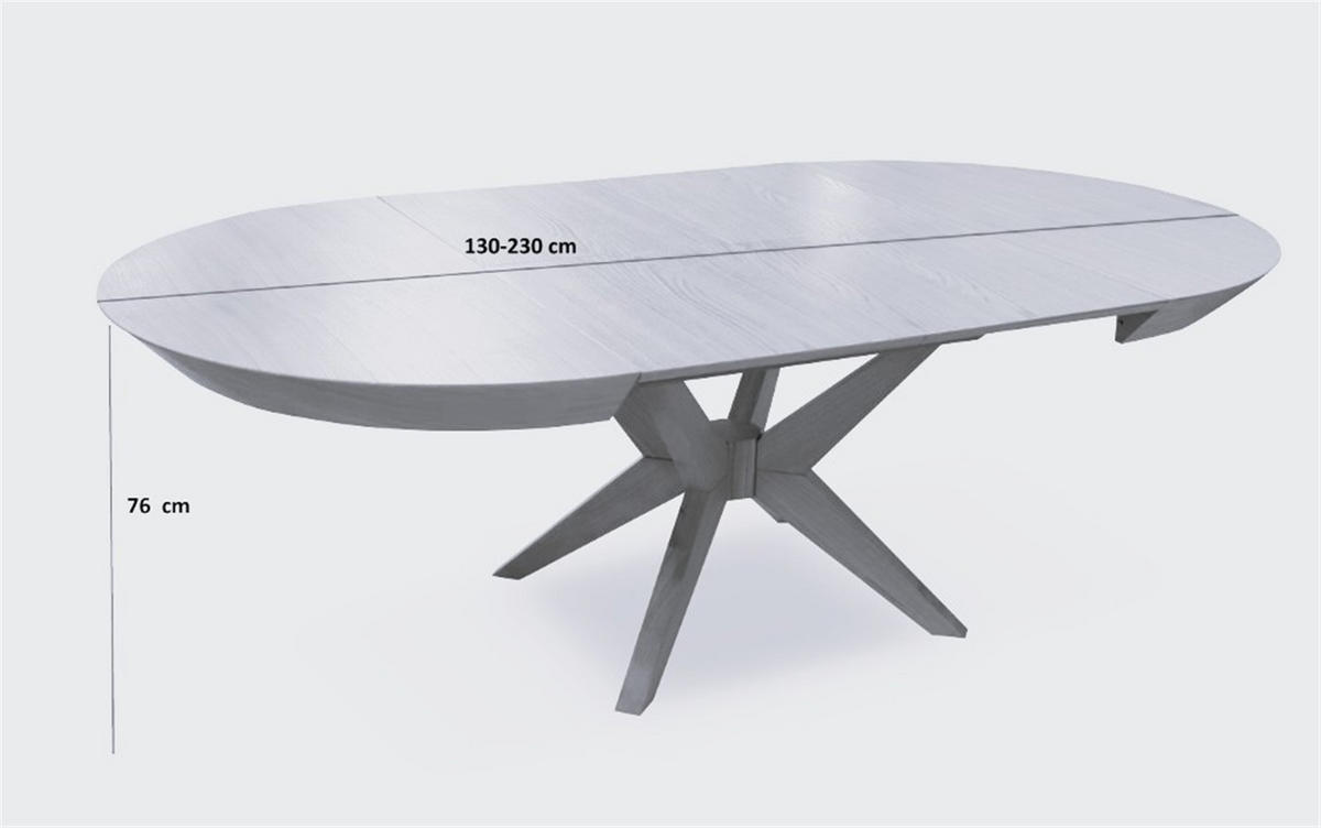 ESSTISCH OVALIS Ausziehbar 130 - 230 / 130 x 76 cm - Eichefarben, Holz (130/130/76cm) - MASSENO
