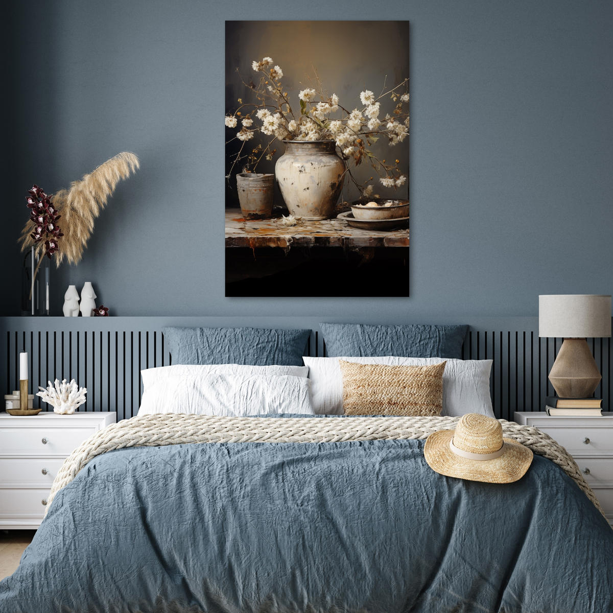 POSTER Stilleben - Blumen - Blumenstrauß - Vase - Wein 80x120 cm - Schwarz, Papier (80/120/0.1cm) - MuchoWow