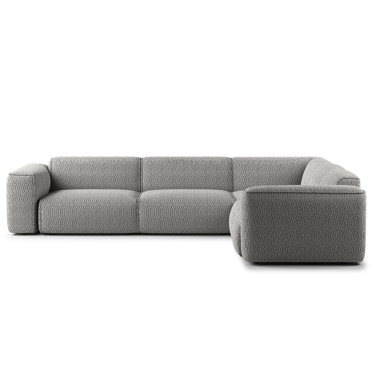 ECKSOFA mit Rundecke - Schwarz/Grau, Kunststoff/Textil (325/260cm) - home24