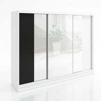 SCHWEBETÜRENSCHRANK 200 CM VIDA Farbe: Weiß, Schwarz, Weiß - Schwarz/Weiß, Holzwerkstoff (200/215/60cm) - A&J MöbelLand