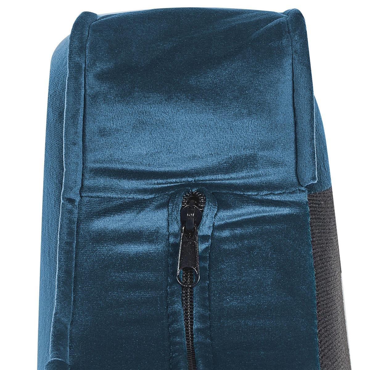 CHAISELONGUE Samtstoff marineblau rechtsseitig Allier - Blau/Goldfarben, Textil (150/75/76cm) - Beliani