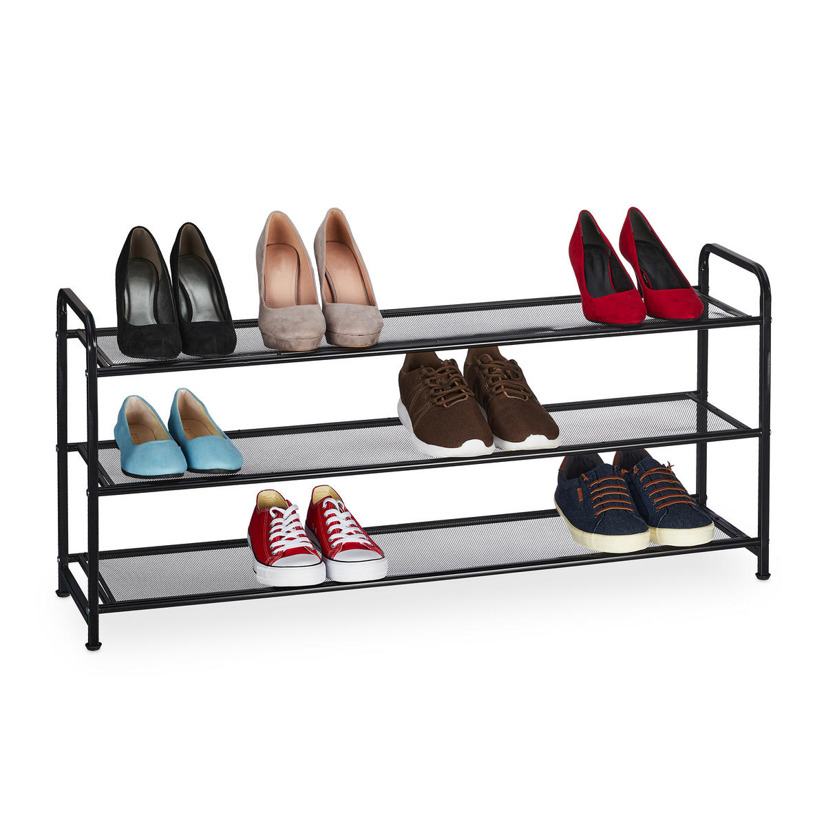 SCHUHREGAL - Schwarz, Metall (100/48/25.5cm) - Relaxdays