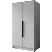 KLEIDERSCHRANK Mono Bis im Skandi-Stil, Drehtüren mit Schwarze Metallgriffe, Weiß 102/200/51 cm - Weiß, Holzwerkstoff (102/200/51cm) - WFL GROUP