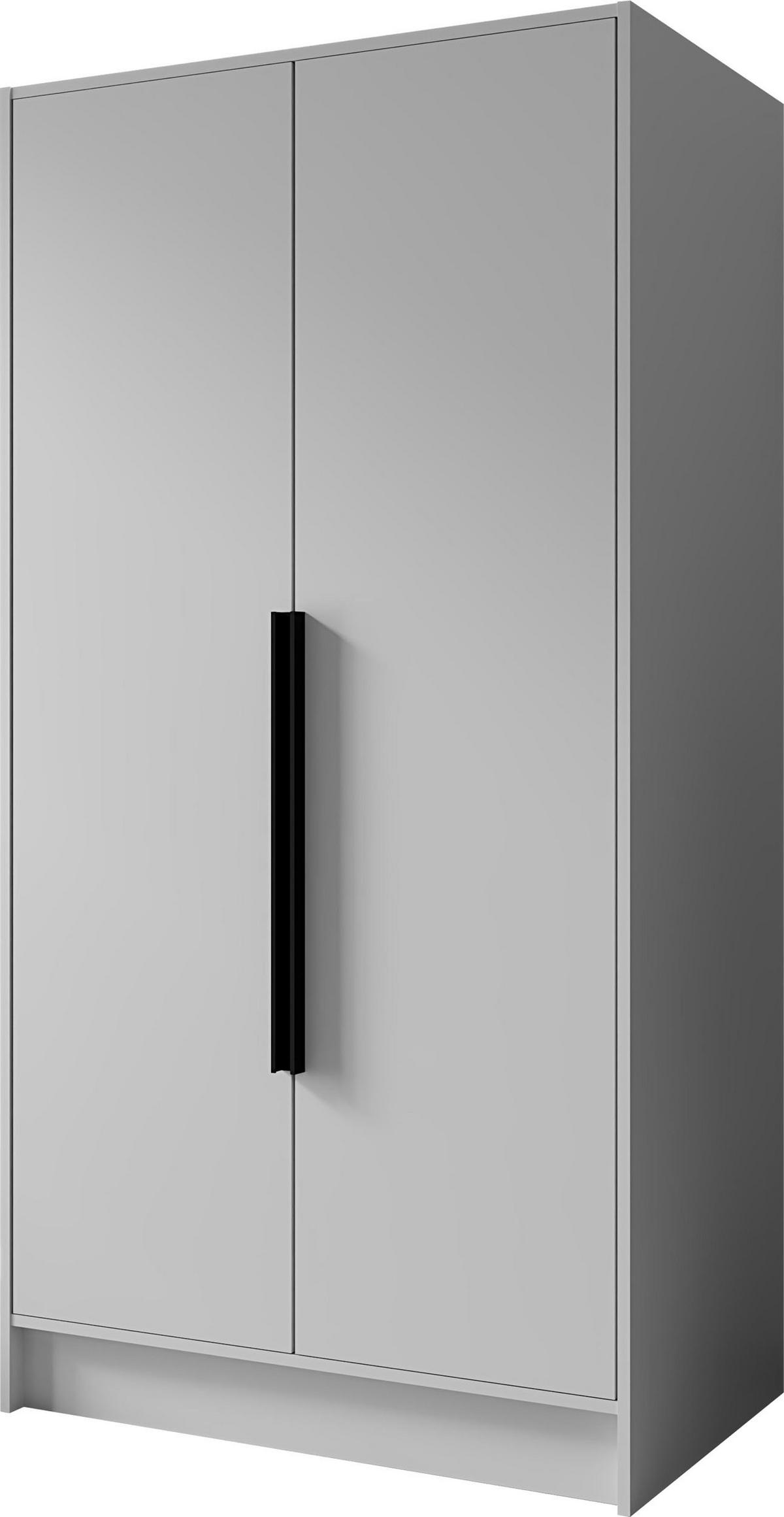 KLEIDERSCHRANK Mono Bis im Skandi-Stil, Drehtüren mit Schwarze Metallgriffe, Weiß 102/200/51 cm - Weiß, Holzwerkstoff (102/200/51cm) - WFL GROUP