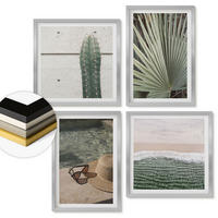 WANDBILDER 4er Set - 50x50 cm & 40x60 cm Silberner Rahmen - Zubehör für tropische Pflanzen - Silberfarben, Kunststoff (50/50cm) - ArtPrintCave