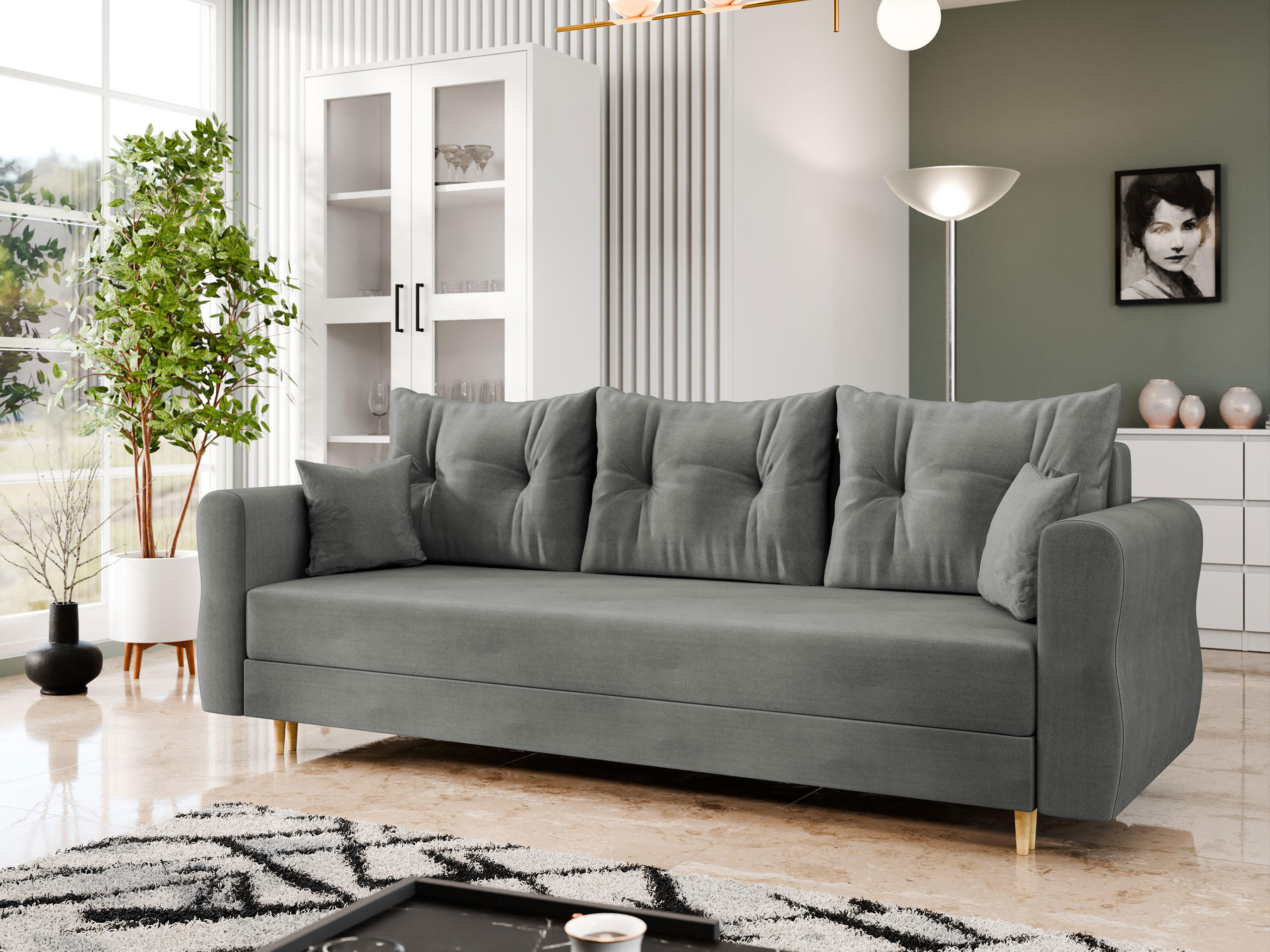 SCHLAFSOFA Zako S 3 - Naturfarben/Grau, Holz/Textil (231/85/77cm) - MIRJAN24