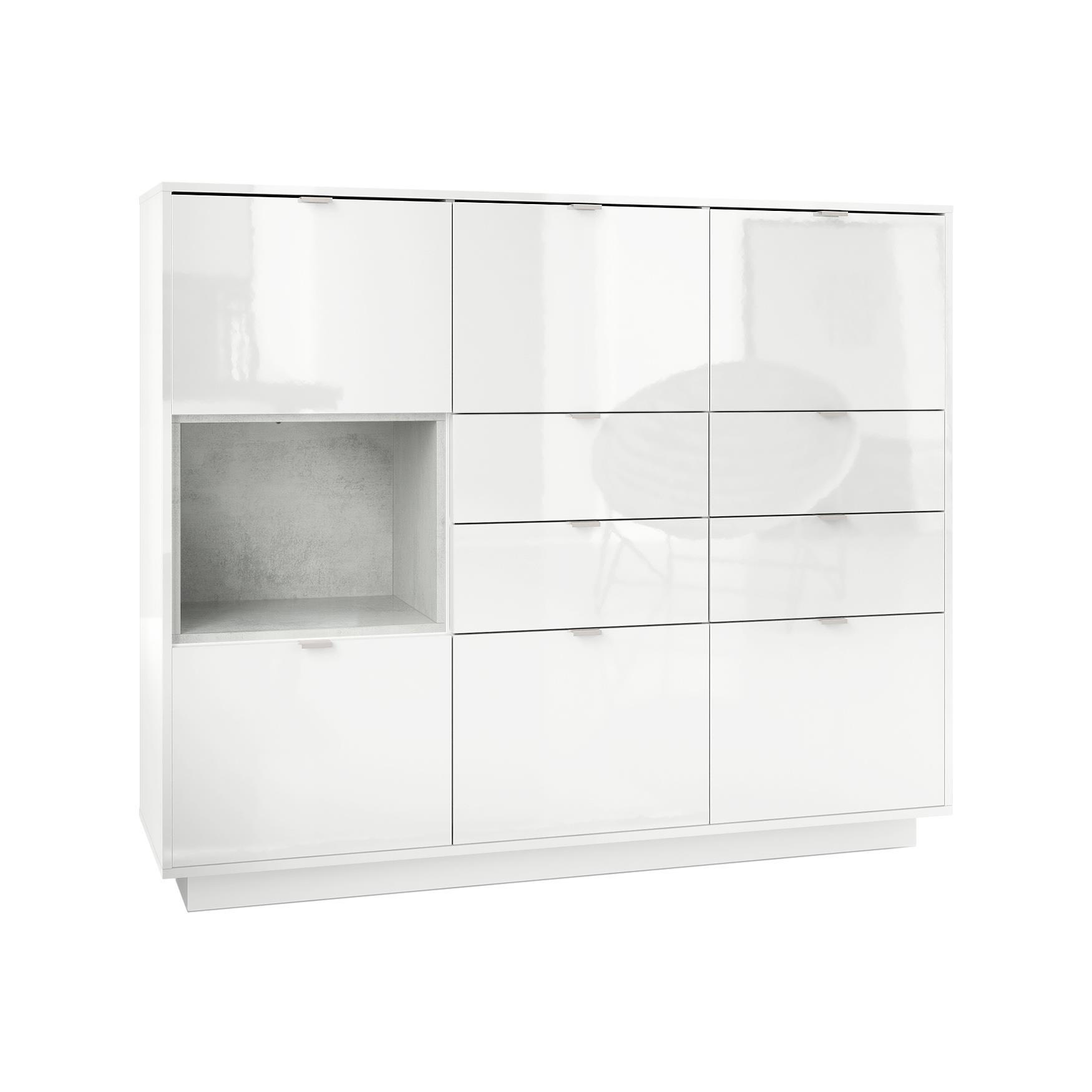 HIGHBOARD Metro Einsatz in Beton Oxid Optik - Hellgrau, Holzwerkstoff (153/123/38cm) - Vladon