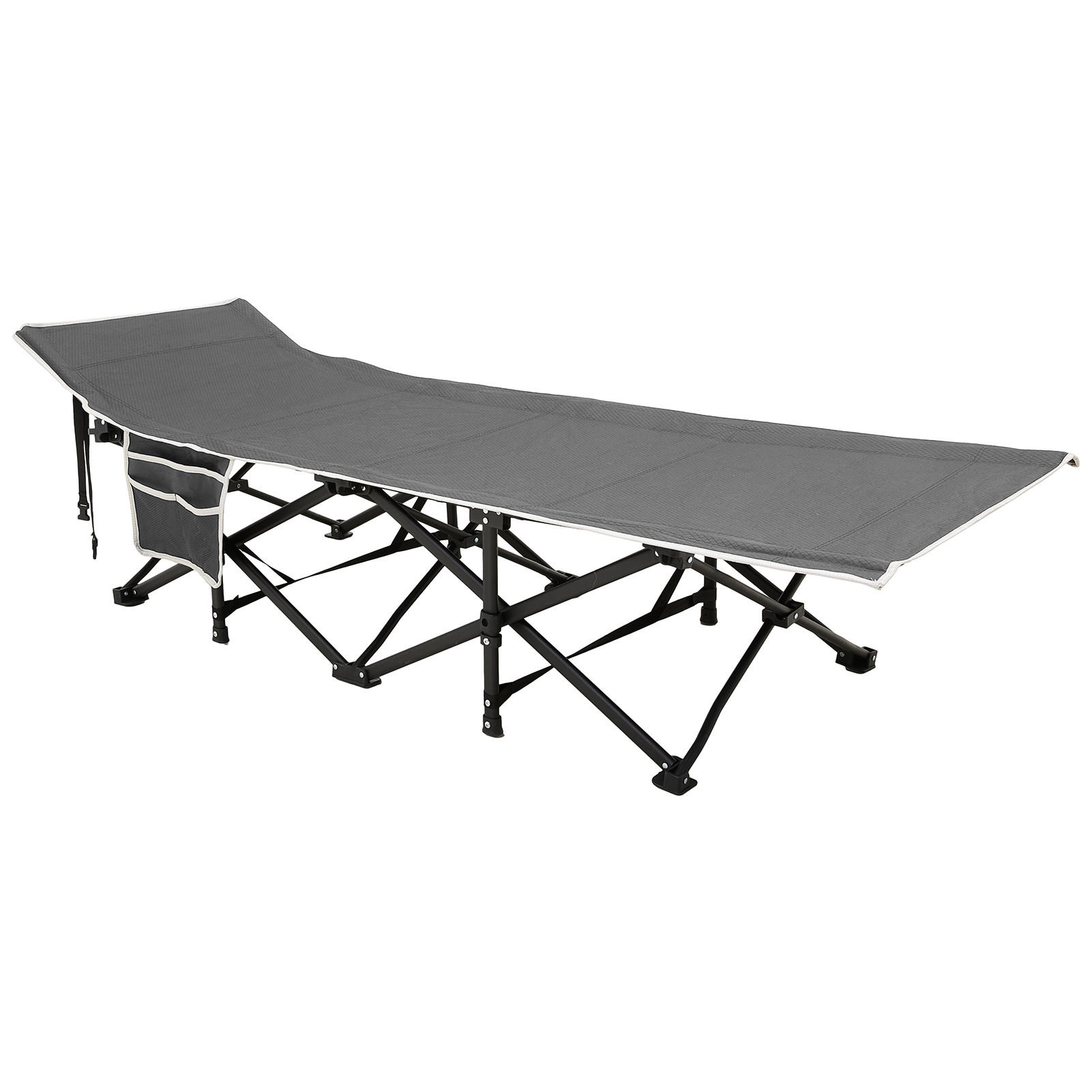 CAMPINGBETT Feldbett für Camping und Mittagspause in Schwarz Klappbar Platzsparend Robust und Langlebig 190 x 71 x 37 cm 6,78 kg - Grau, Metall - Livingandhome