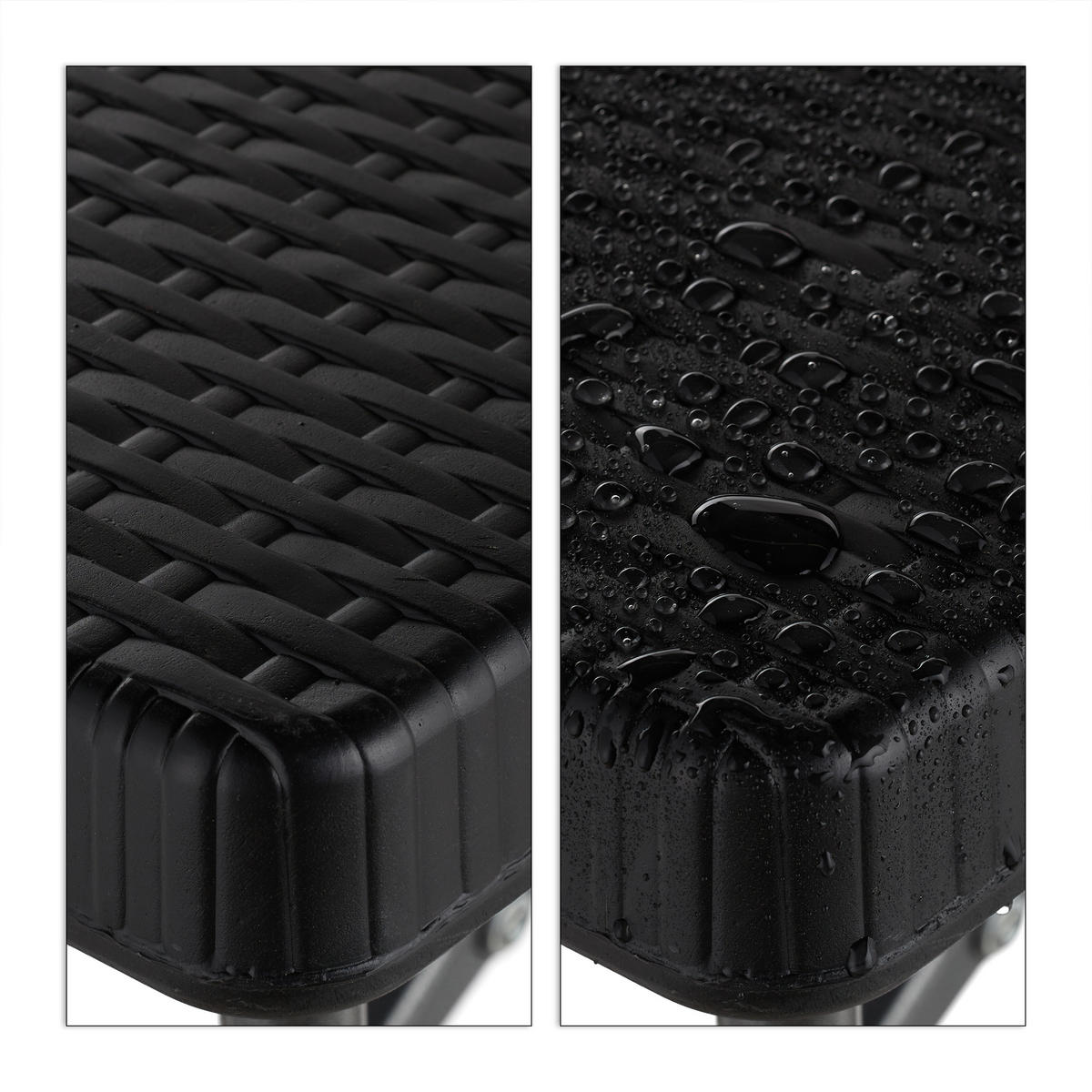 2XBIERBANK - Schwarz, Kunststoff/Metall (179/43/24.5cm) - Relaxdays