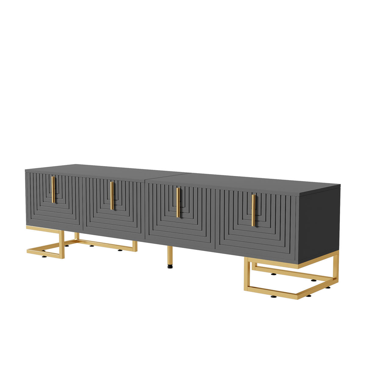 TV-SCHRANK in Grauschwarz mit 4 Türen und goldfarbenen Metallfüßen 170/40/45.5 cm - Grau, Holzwerkstoff (170/45.5/40cm) - Redom